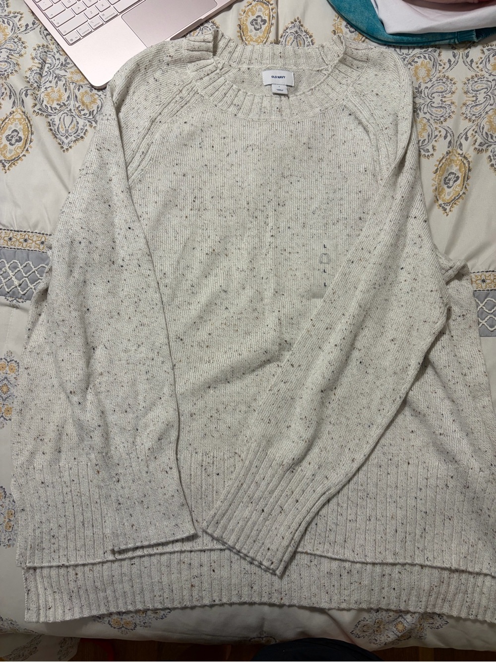 Club Monaco Cream Speckled Crewneck Sweater